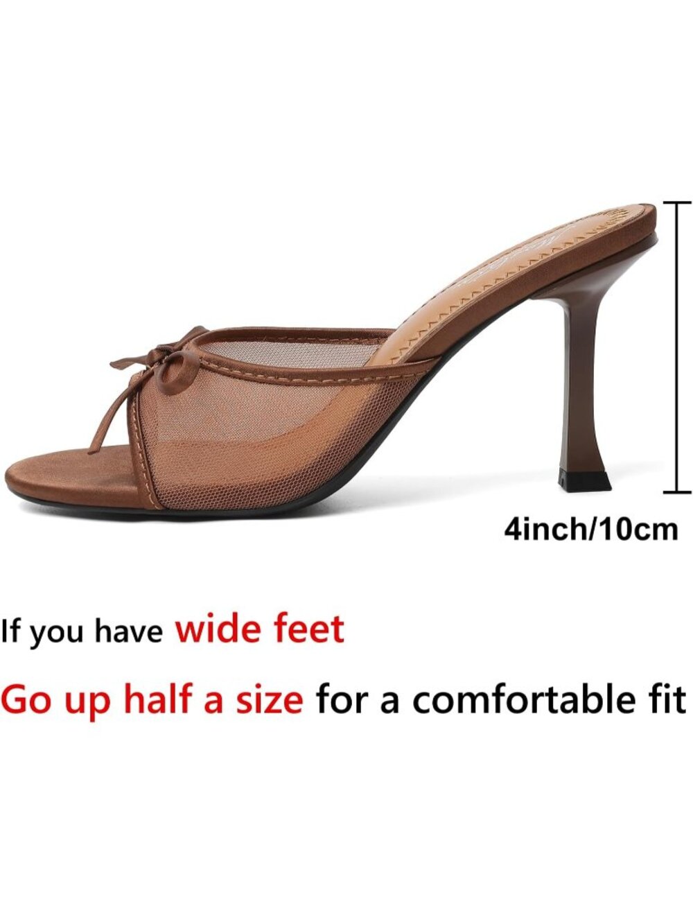 Women's Brown Kitten Heels Round Toe Heels With Bow Vintage Mules Stiletto Shoes - Picture 4 of 7